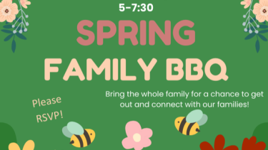 Spring family BBQ Thursday may 2 5-7:30