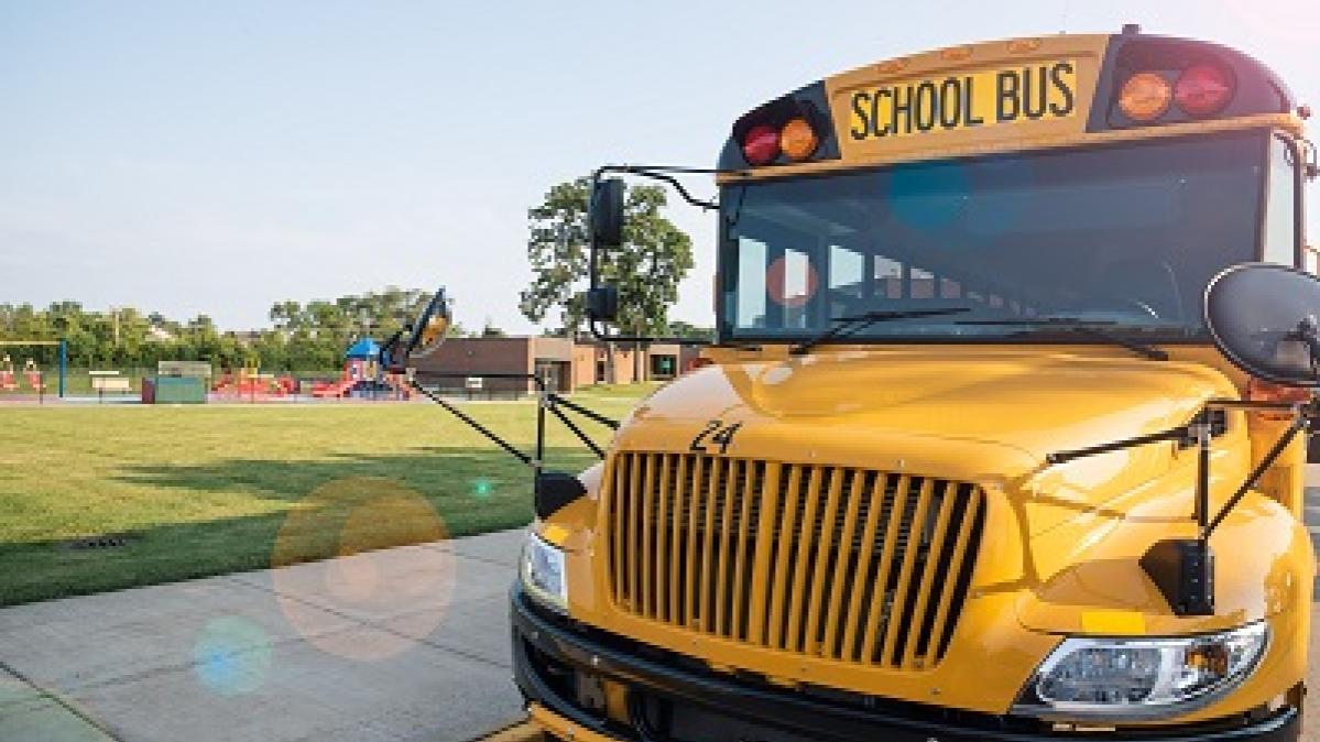 Yellow School bus parked