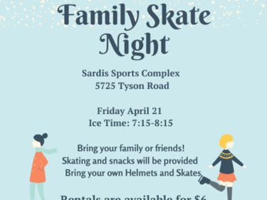 poster with family night skating information