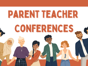 Parent Teacher Conferences with cartoon people