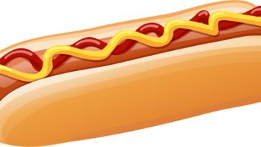 clipart hot dog in a bun with ketchup and mustard