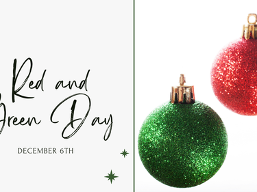 Red & green day sign with ornaments