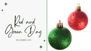 Red & green day sign with ornaments
